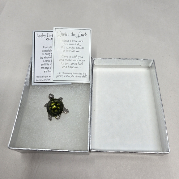 Ganz Miniature Lucky Little Turtle Pendant Silvertone-Green Put On Chain Charm - Picture 11 of 11
